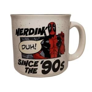 Marvel Deadpool Nerdin' Since The 90's 20oz Ceramic Camper Style Mug White NEW